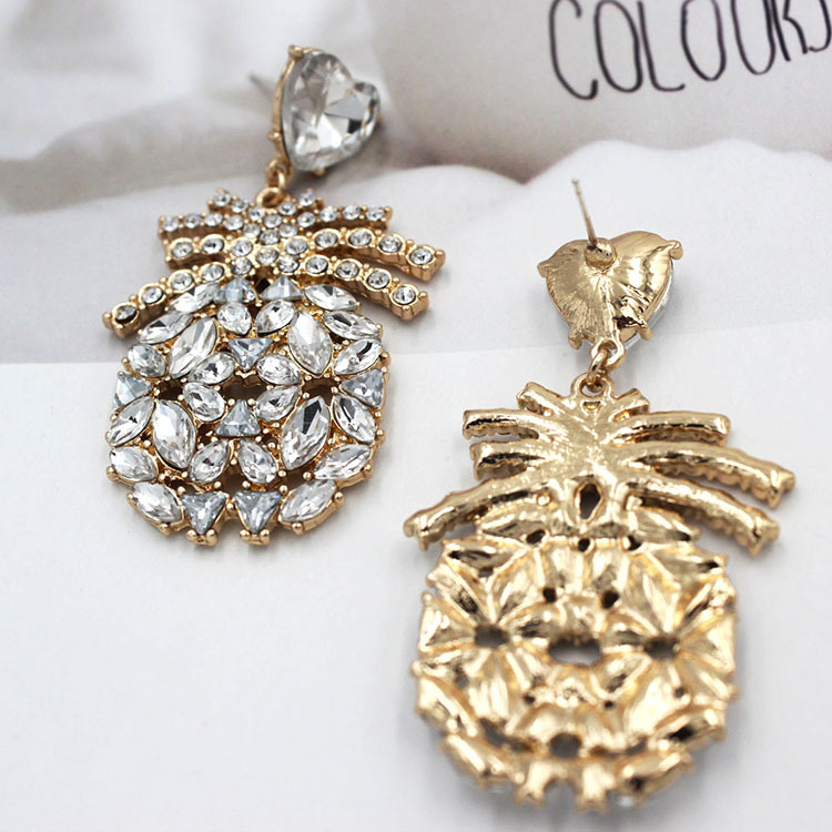 Fruit Pineapple Earrings Alloy Diamond