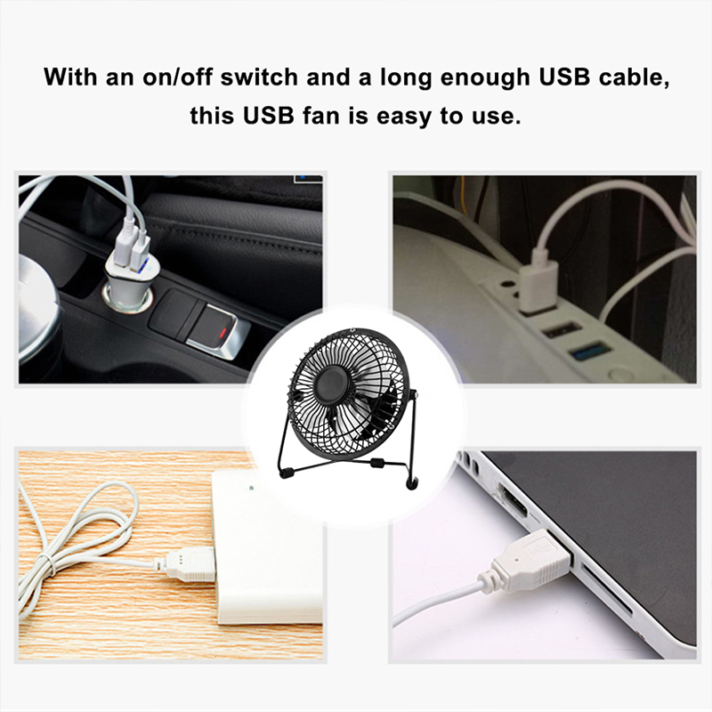 Portable Mini USB Cooling Fan 360 Small Desktop Desk Quiet Computer 4 Inch