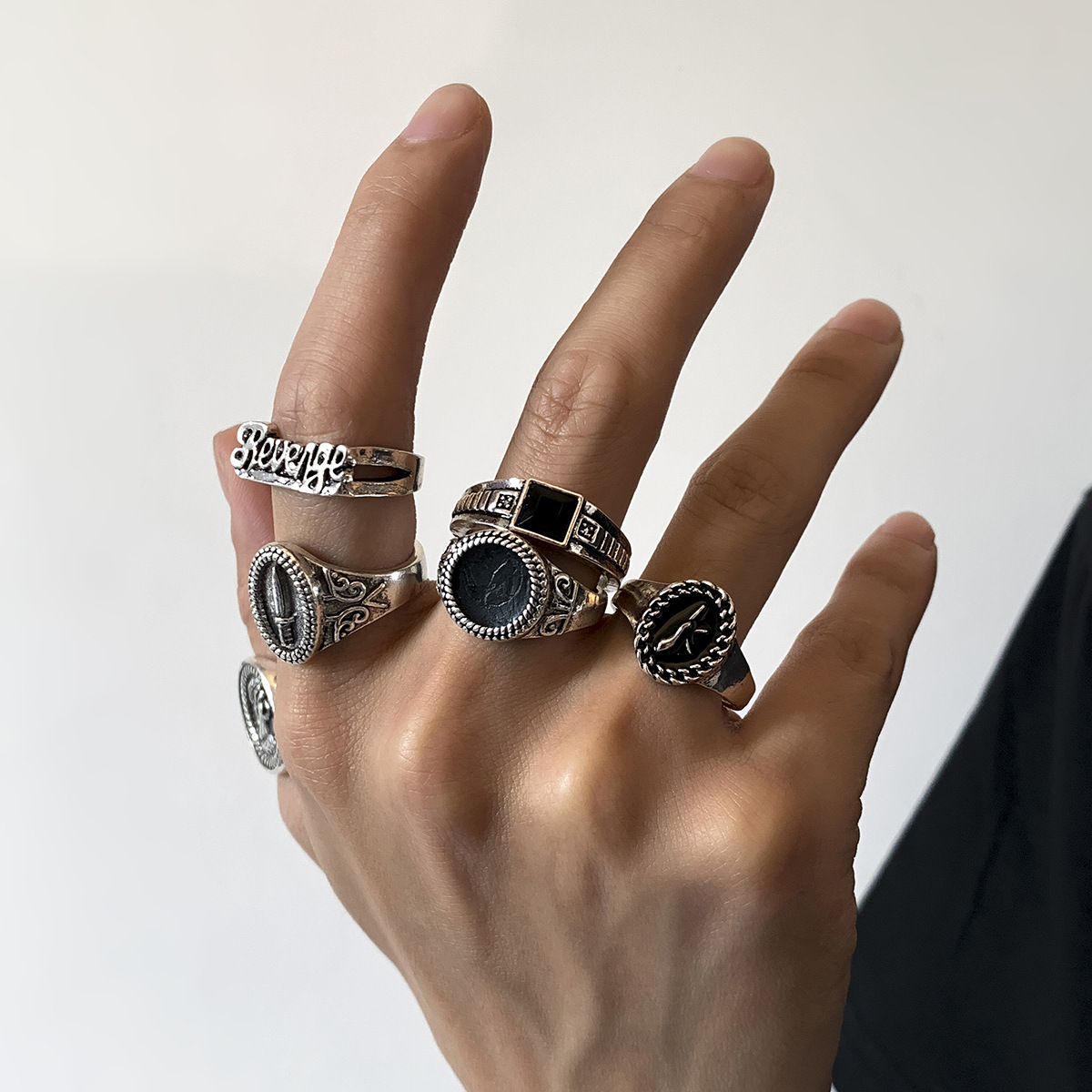 Fashion Metal Ring Men's Retro Design Sense Ins Wind Ring