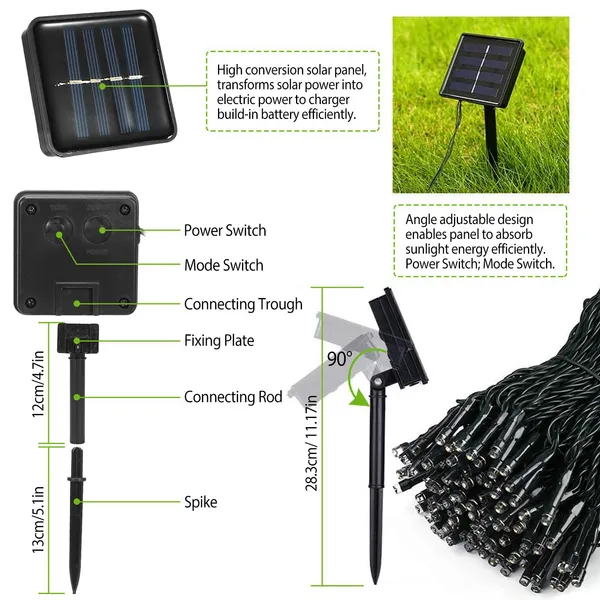 Solar String Lights LED Solar Power Fairy String Light 12M - Image 5