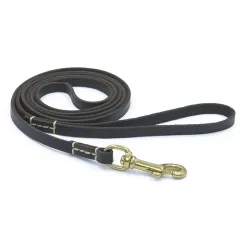 Genuine Leather Dog Leash Quality Handmade Durable Soft Pet Walking Leads Rope - Black - View 1