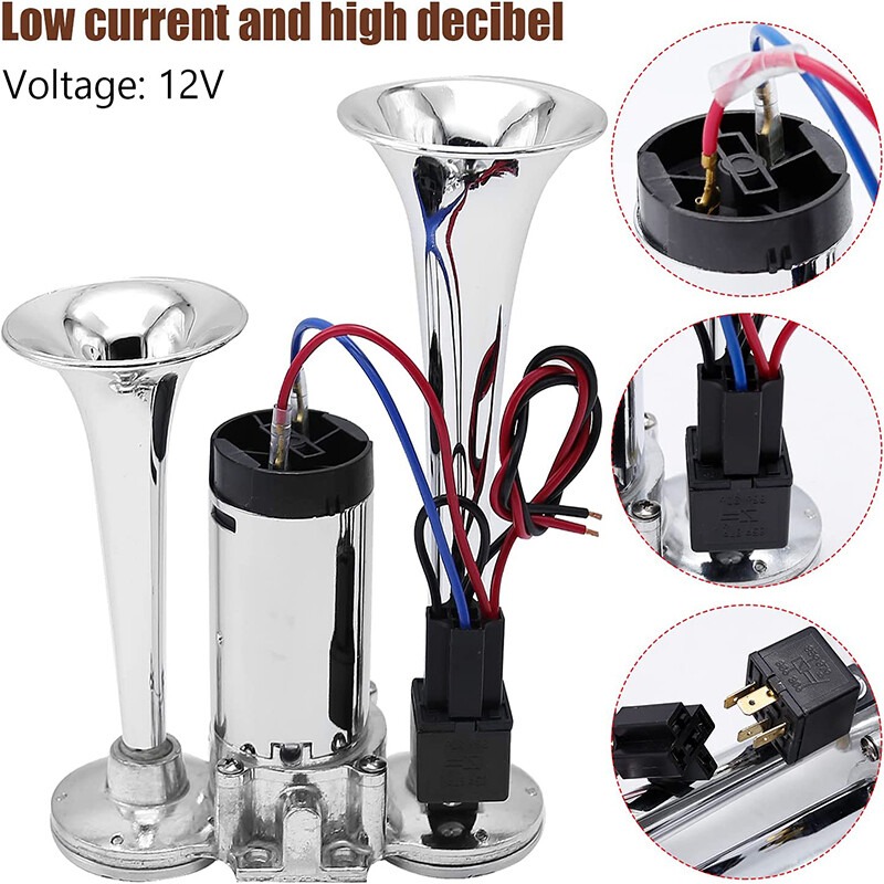 600DB Super Loud Car Truck Boat Dual Trumpet Train 12V Air Horn Compressor Kit — image 12