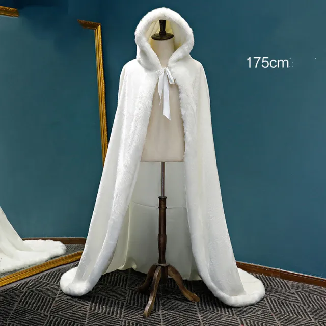 Winter Hooded Long Thick Hanfu Red Shawl Women White Plus Cotton Tail Style - Shop at LoveMi