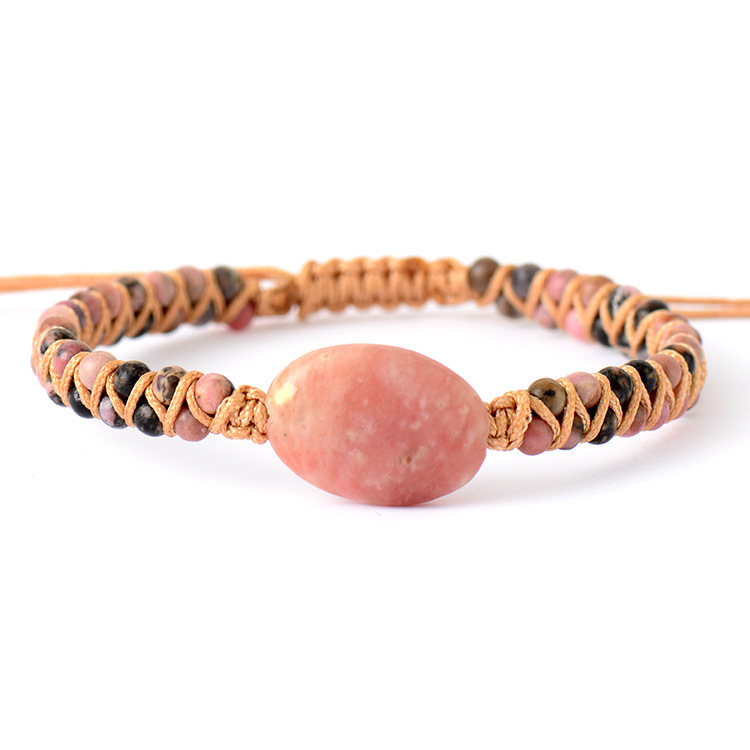 Natural Stone Egg-shaped Double-layer Hand-woven Bracelet Can Be Adjusted In Europe And America