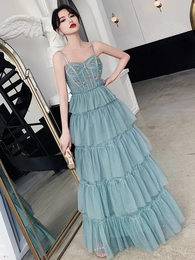 Temperament Celebrity Birthday Party Dress Bluegreencyan - Shop at LoveMi