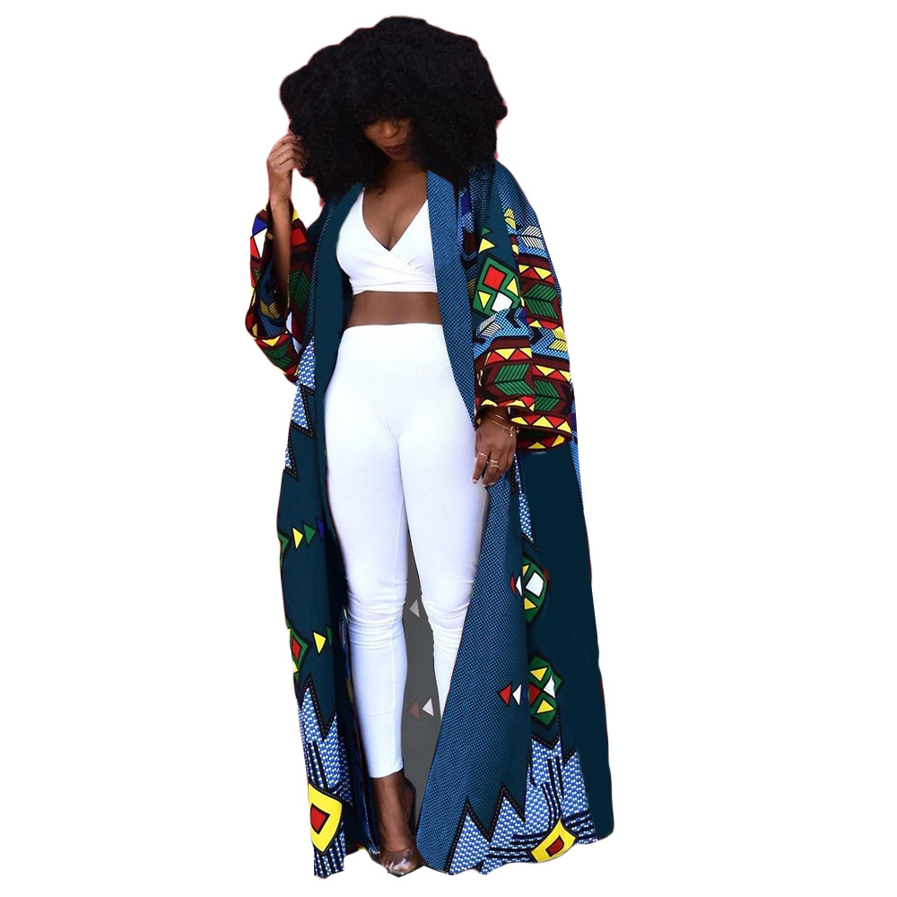 Plus Size Versatile Long Loose Print Cardigan Jacket