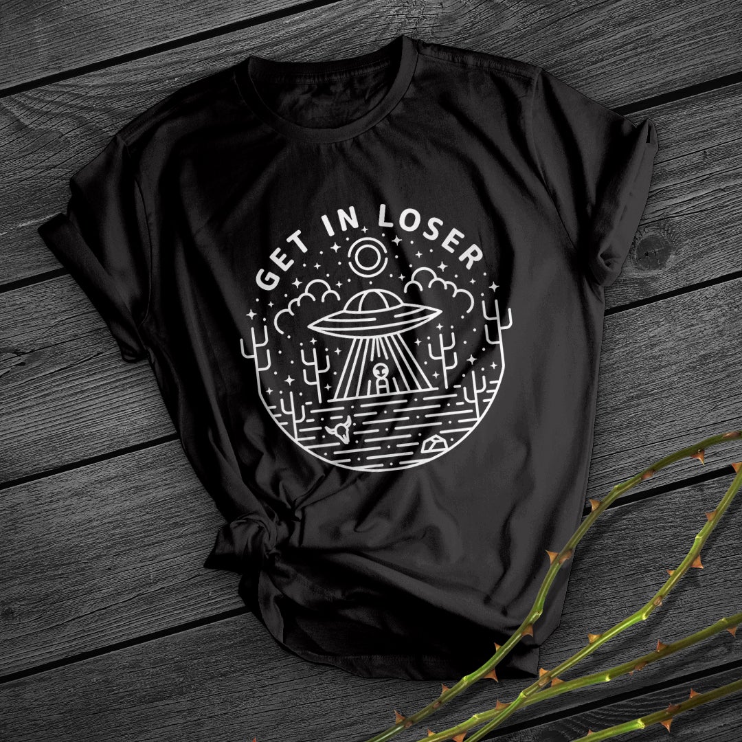 UFO Print Short Shirt Team Uniform European And American Fabrics Black - Shop at LoveMi