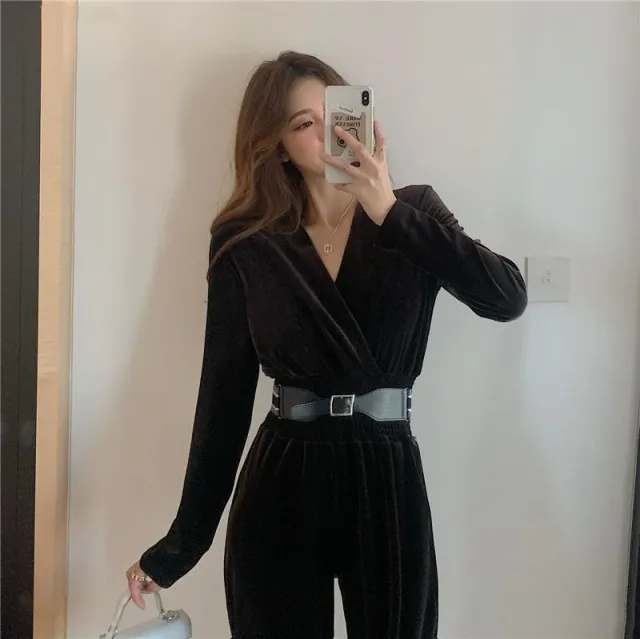Loose Casual High waist Straight leg Harem Pants Black - Shop at LoveMi