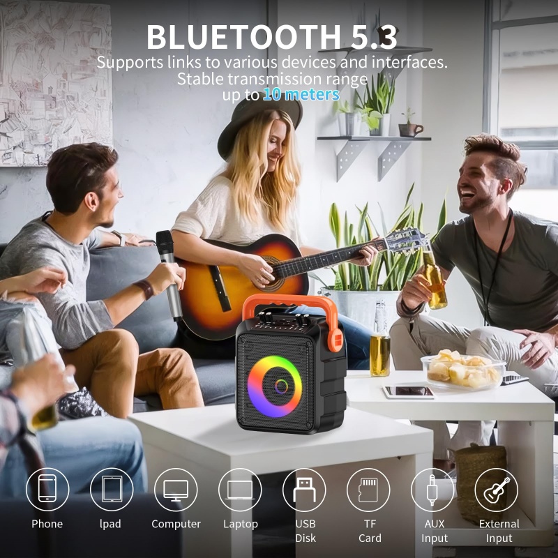 Karaoke Machine With 2 Wireless Microphones And RGB Color Lights,Karaoke... 4