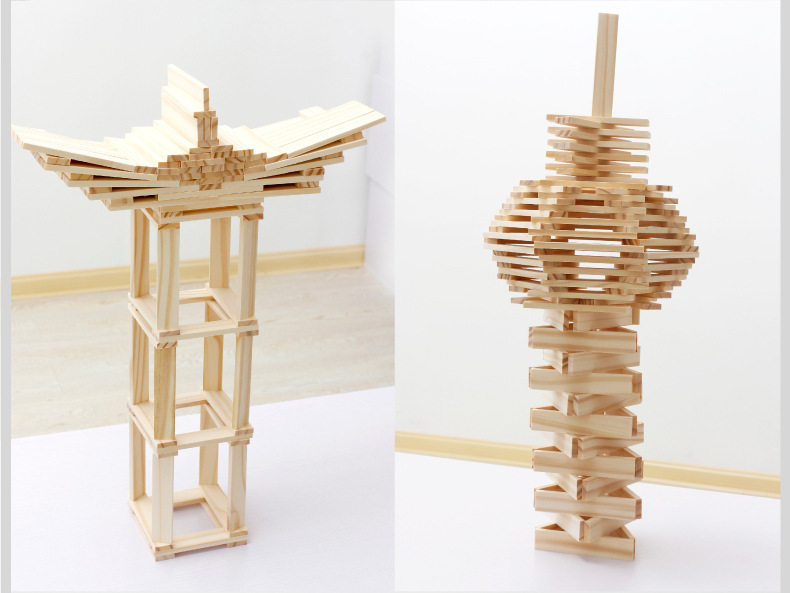 Log Construction Wooden Puzzle Assembling Building Block Toy 5