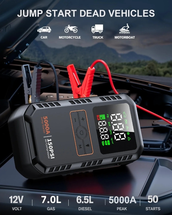 Portable Car Jump Starter And Air Compressor 2 In 1 thumbnail 2