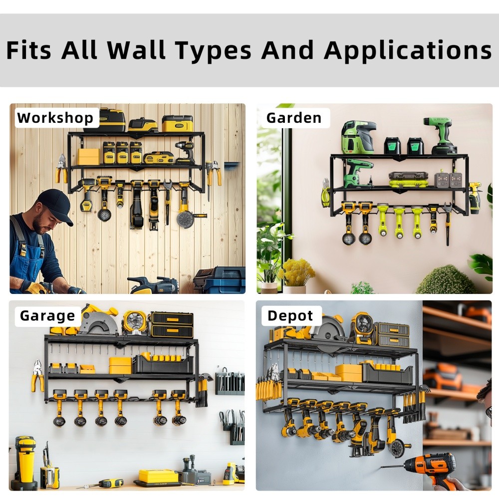Power Tool Storage Wall Workshop Garage Organiser Drill Hold Impact Driver Rack — image 9