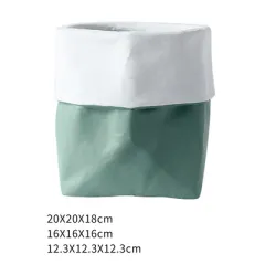Ceramic Paper Bag Flower Pot Green Plant Potted Fashion Home Succulent Ornaments - Dark Green On Top - View 1