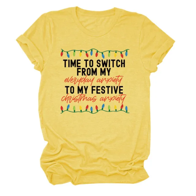 Pattern Printing Casual Short sleeved T shirt Women's Tops Yellow Black Color - Shop at LoveMi