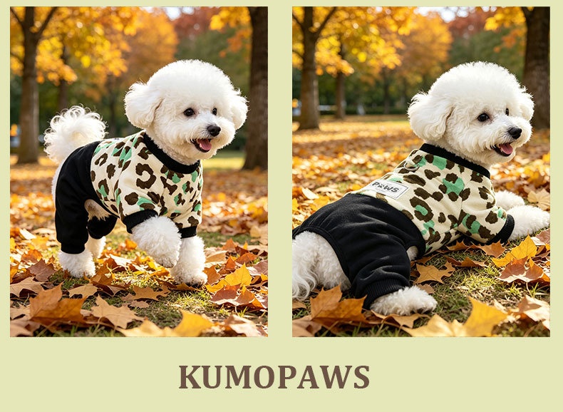 Thickened Four-Leg Full-Body Winter Warm Leopard Print Dog Jumpsuit