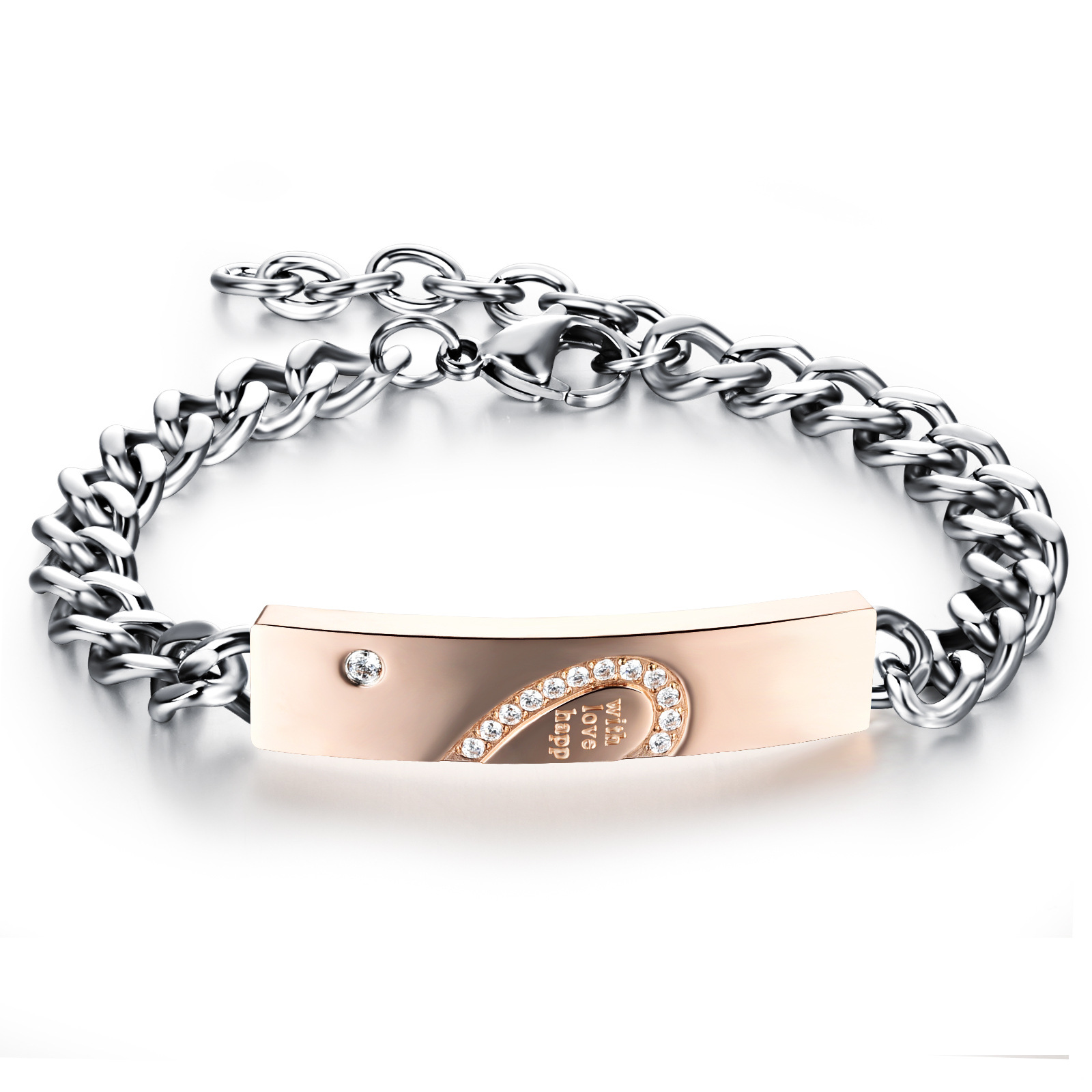 Title 3, Titanium stalen puzzel liefdespaar armband