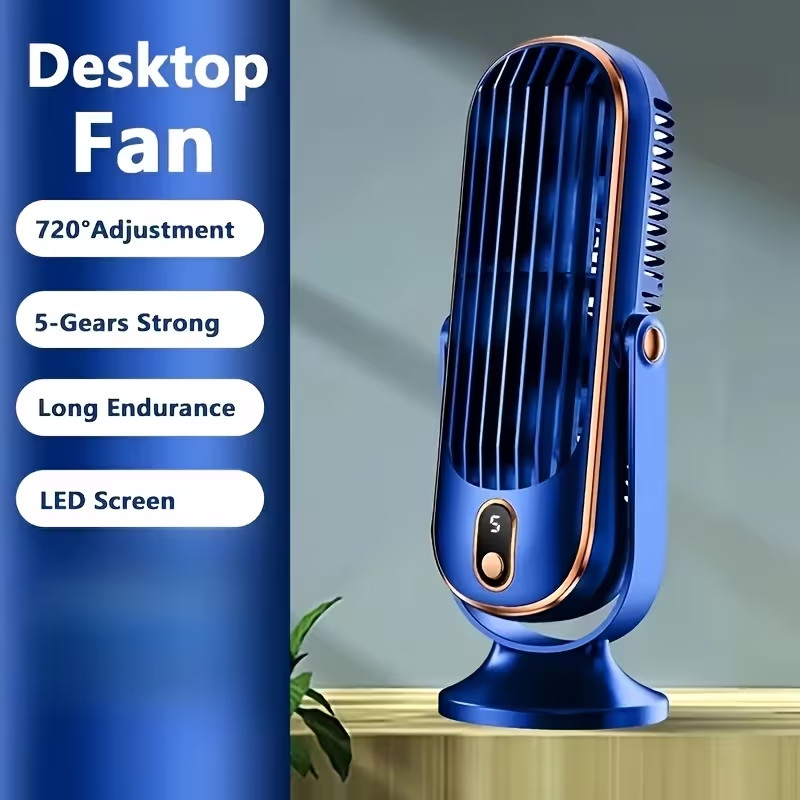Desktop Fan Portable Fan USB Rechargeable Super Quiet 5-Speeds Adjustable