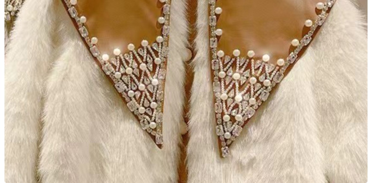 Women's Beaded Doll Collar Padded Warm Coat