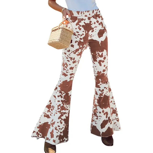 Women's Trousers Sequined High waisted Bell Bottoms Slimming Coffee - Shop at LoveMi