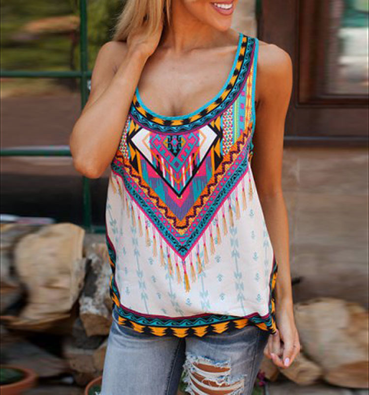 Title 3, Summer New Ethnic Style Printed T-shirt