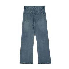 Creative Casual Urban Casual Denim Straight Leg Pants Women - Blue - View 1