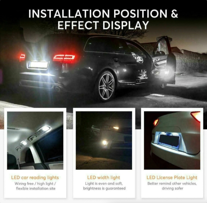 28pcs Car Interior White Combo LED Map Dome Door Trunk License Plate Light Bulbs thumbnail 10