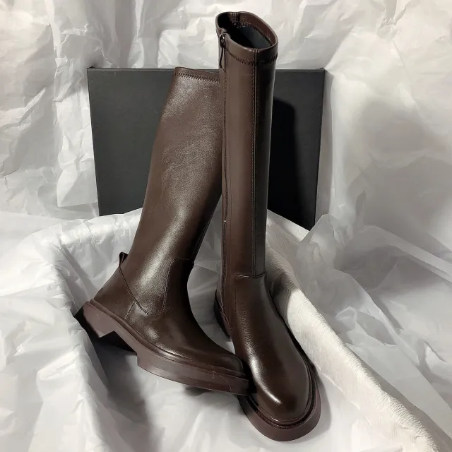 All match Long Boots Thick soled Thick Heel High Tube Brown - Shop at LoveMi