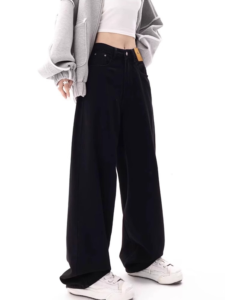 Black Oversized Jeans Women's High Waist Wide Leg