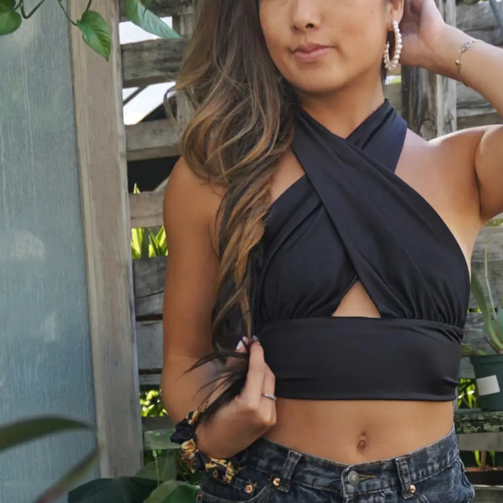 Multipurpose Tank Top Women Halter Neck Backless Strap Short