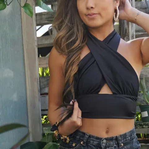 Multipurpose Tank Top Women Halter Neck Backless Strap Short
