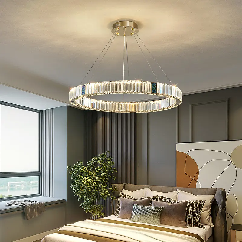 Light Luxury Crystal Living Room Chandelier Postmodern Round Stainless