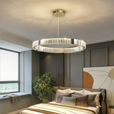 Light Luxury Crystal Living Room Chandelier Postmodern Round Stainless
