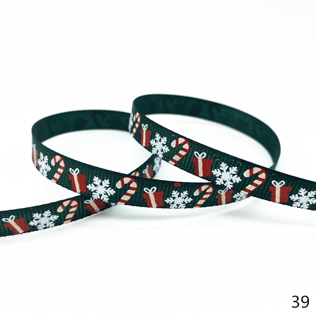 Size 5 10mm Christmas Ribbon Printed Grosgrain Ribbon