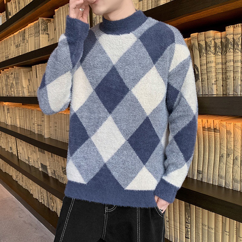 Young Handsome Half Turtleneck Sweater Men's Knitwear Trend Men's Clothing