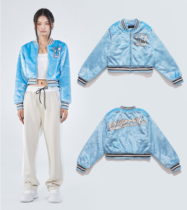 Loose Short Fashion Cotton Coat Woman Blue - Shop at LoveMi