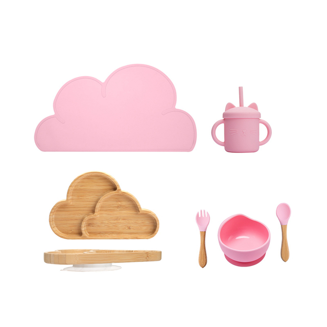 7Pcs Wooden Feeding Tableware Sets Kids Feeding Supplies Bam — foto 2