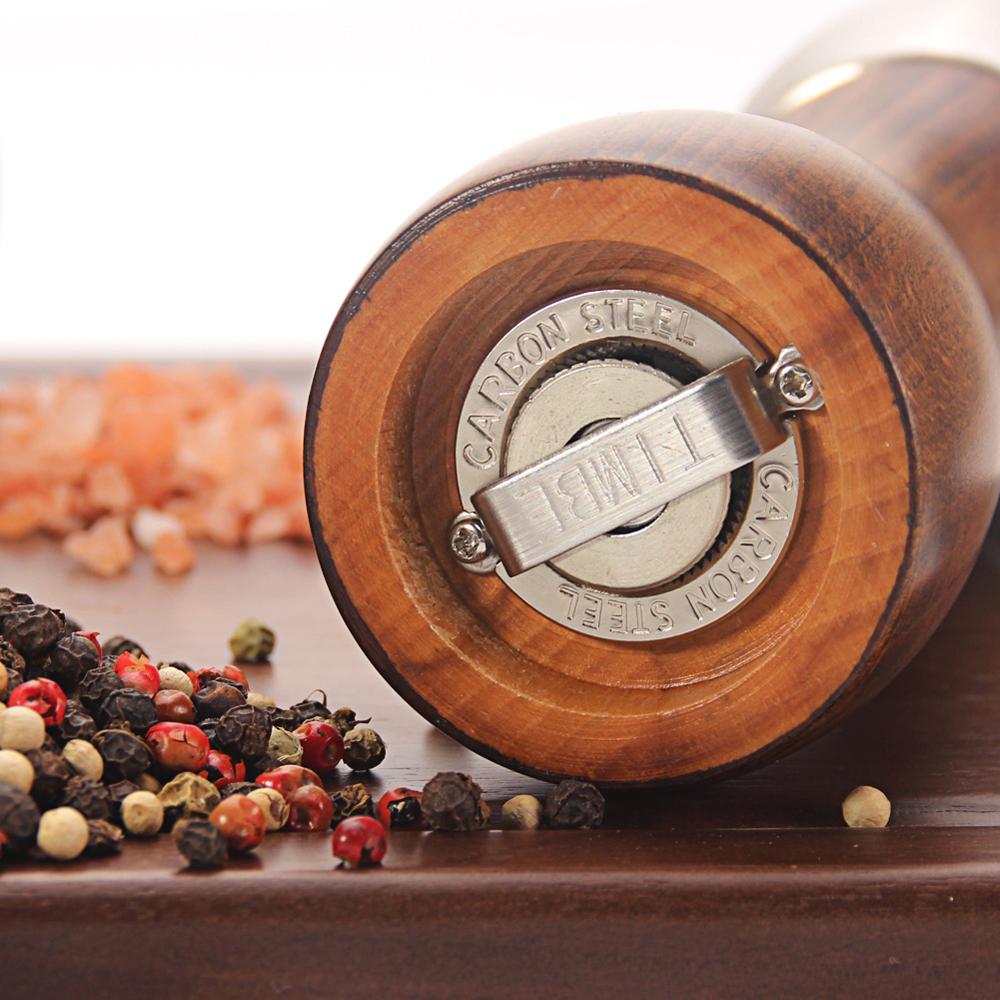 Title 2, Premium Beech Wood Pepper and Salt Grinder. Hig...