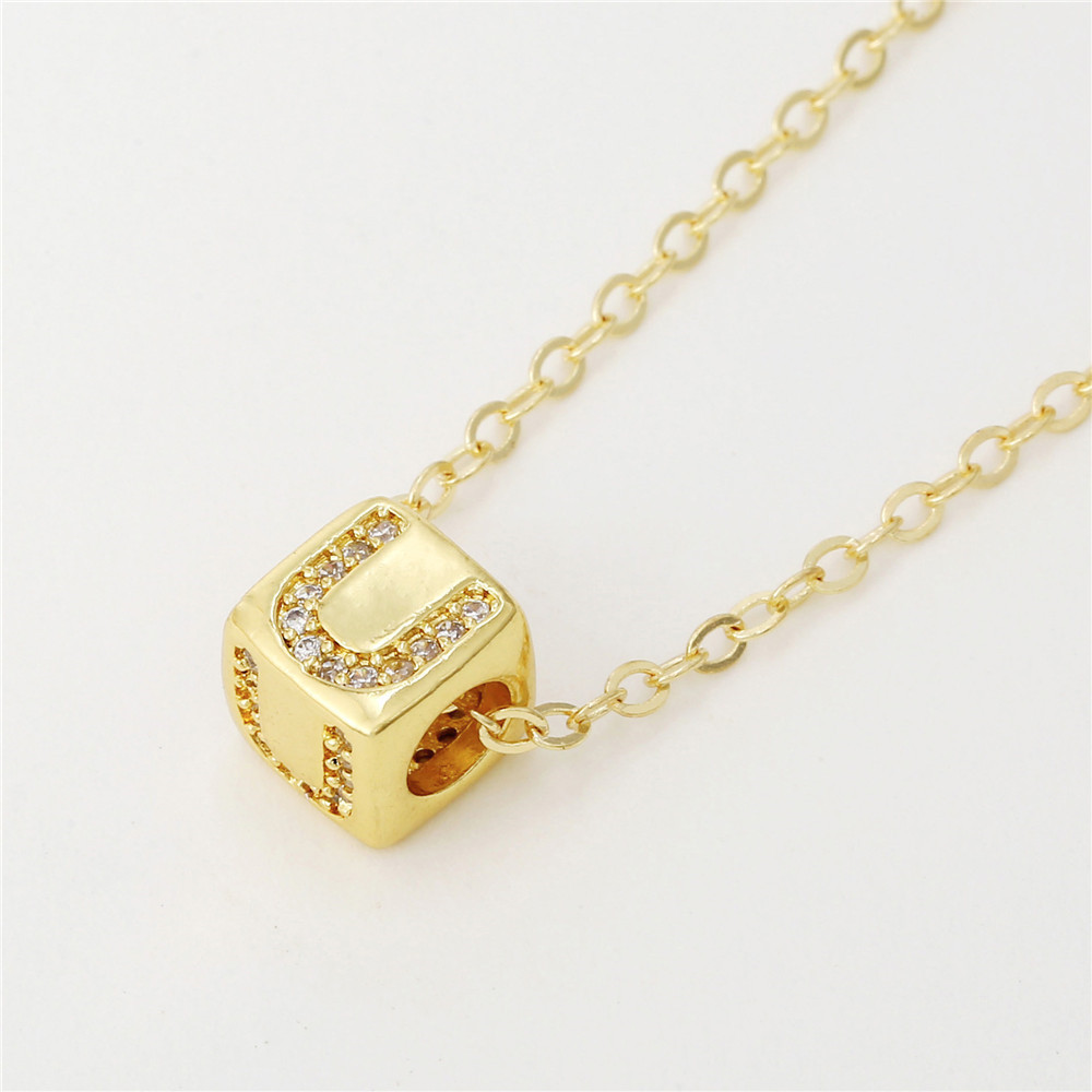 Fashion Copper Inlaid Zircon Dice Necklace Necklace