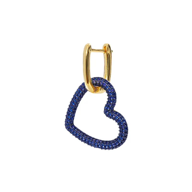 European And American Small Fragrance INS Fashion Heart-shaped Earrings Full Of Diamonds