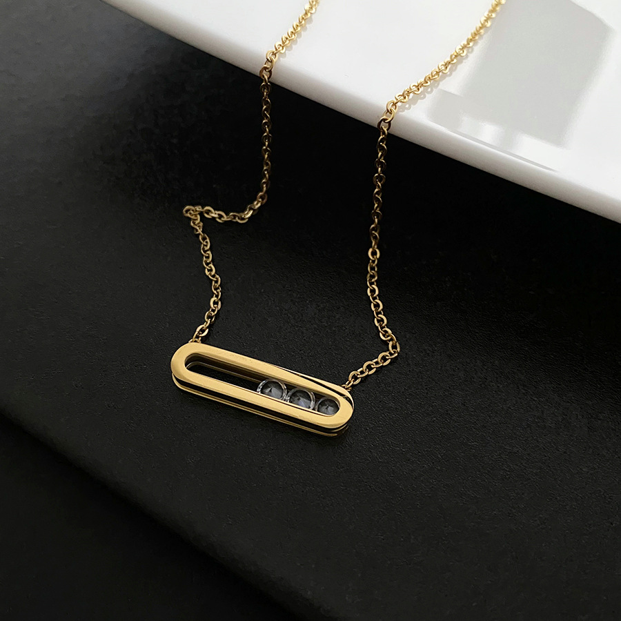 Title 6, Rectangular Pendant Flowing Zircon Clavicle Cha...