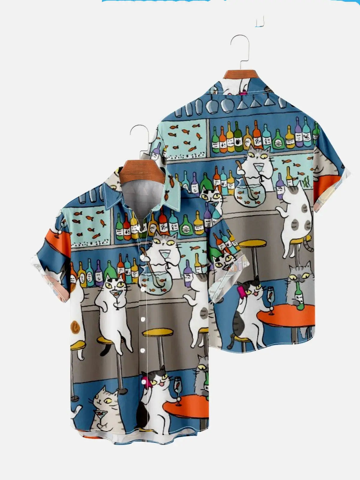 Creative Tropical Element Print Summer Break Loose Short Sleeve Shirt Men's
