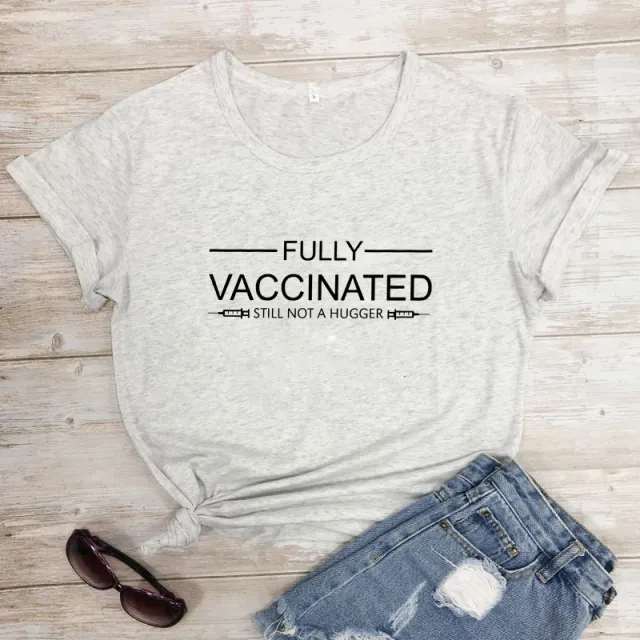 Fully Vaccinated Still Not A Black And White Letters Popular Short sleeved T shirt Marble - Shop at LoveMi