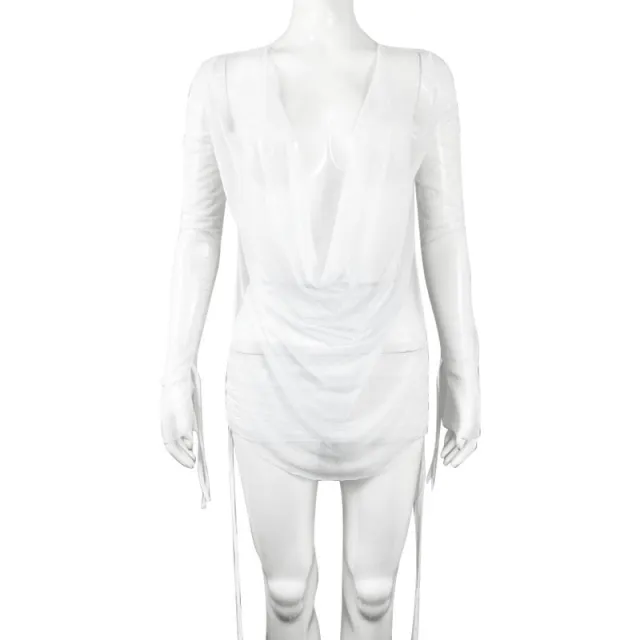 Umbilical Mesh Perspective Drawstring Set White - Shop at LoveMi