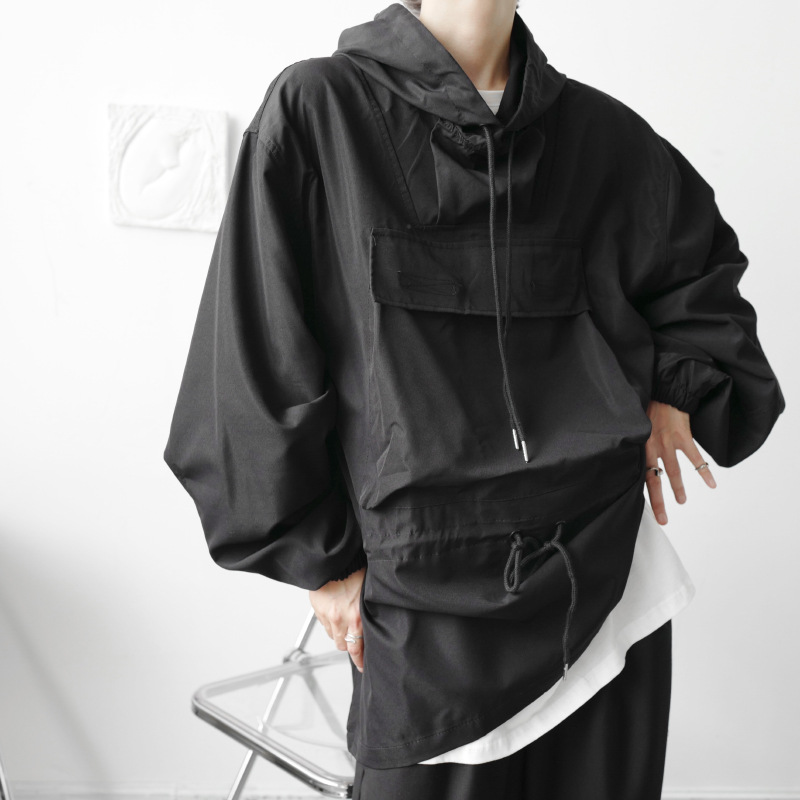 Men's Hip Hop Trendy Three-dimensional Big Pocket Hooded Pullover Jacket