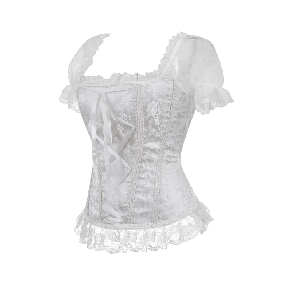Fashion Lace Lace Sexy One Shoulder Ladies Corset - White