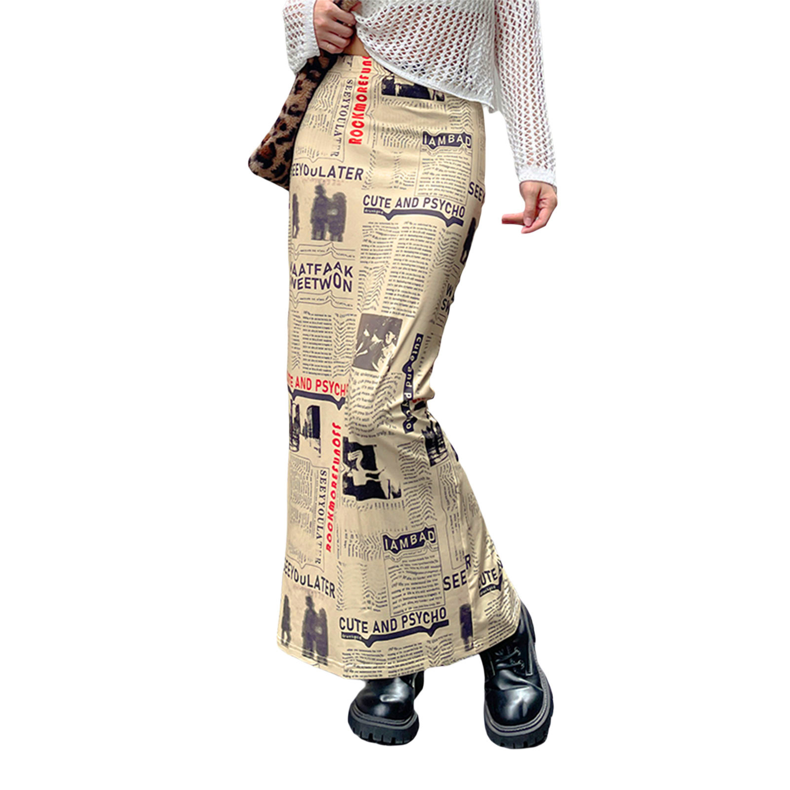 Title 2, Newspaper Skirt Slim Casual Women