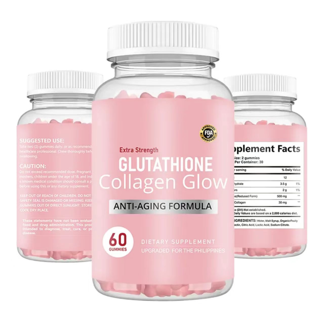 Glutation Collagen Gummies Glow pentru femei, 60 buc