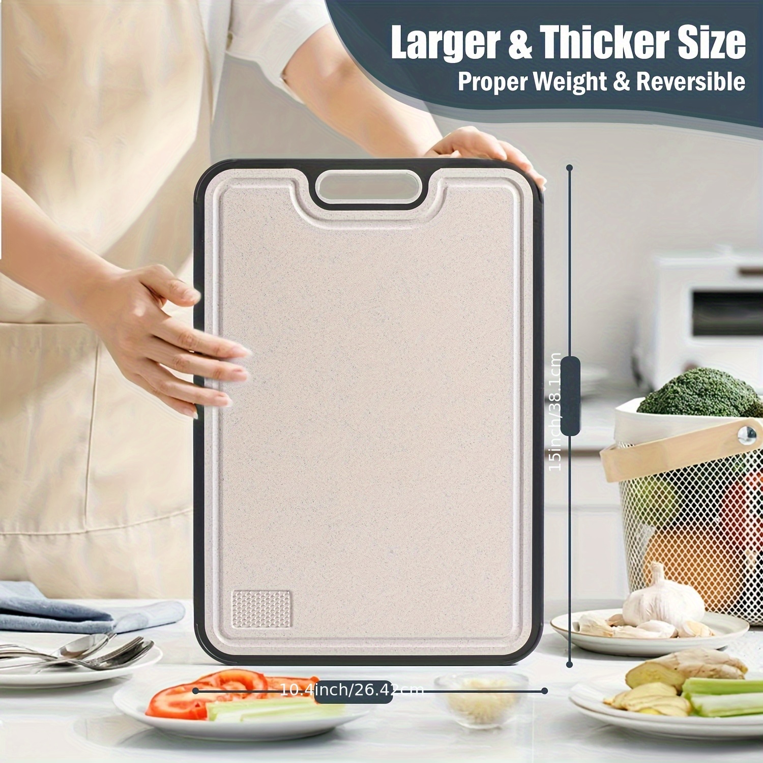 1 Double-sided Household Chopping Board - Anti-slip Base, Easy To Clean With Handle - Made Of Stainless Steel, Suitable For Meat, Vegetable And Fruit Families, Essential Kitchen Tools For Cam