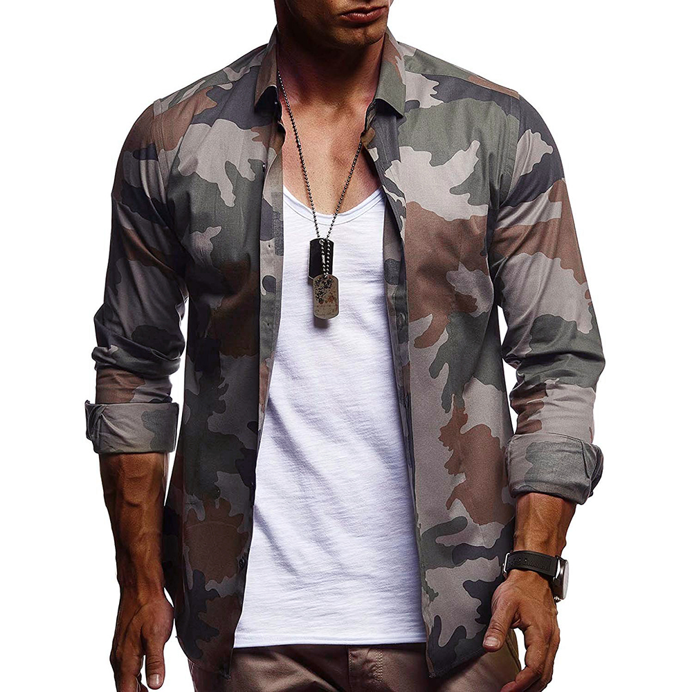 Title 12, Camisa camuflada masculina manga longa