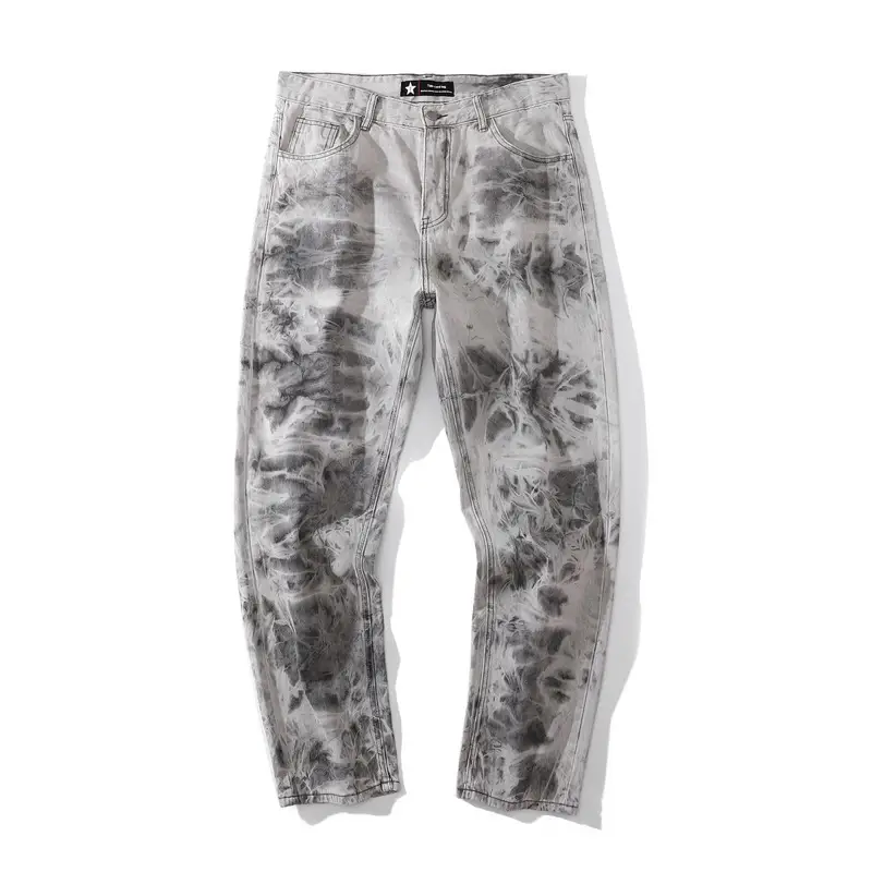 Fashionable Men's Tie-dye Gradient Straight-leg Jeans